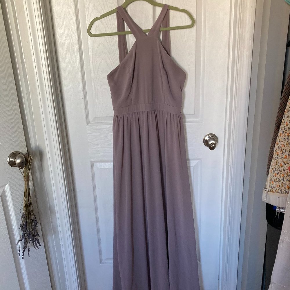 Never Worn Lulu's Air of Romance Bridesmaid Dress (taupe/light purple)